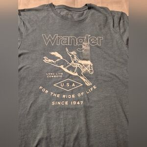 NWT Wrangler Large Charcoal Cowboy Rodeo Graphic Tee for Men